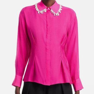 Gracie Pink Pearl Trim Shirt Blouse Top